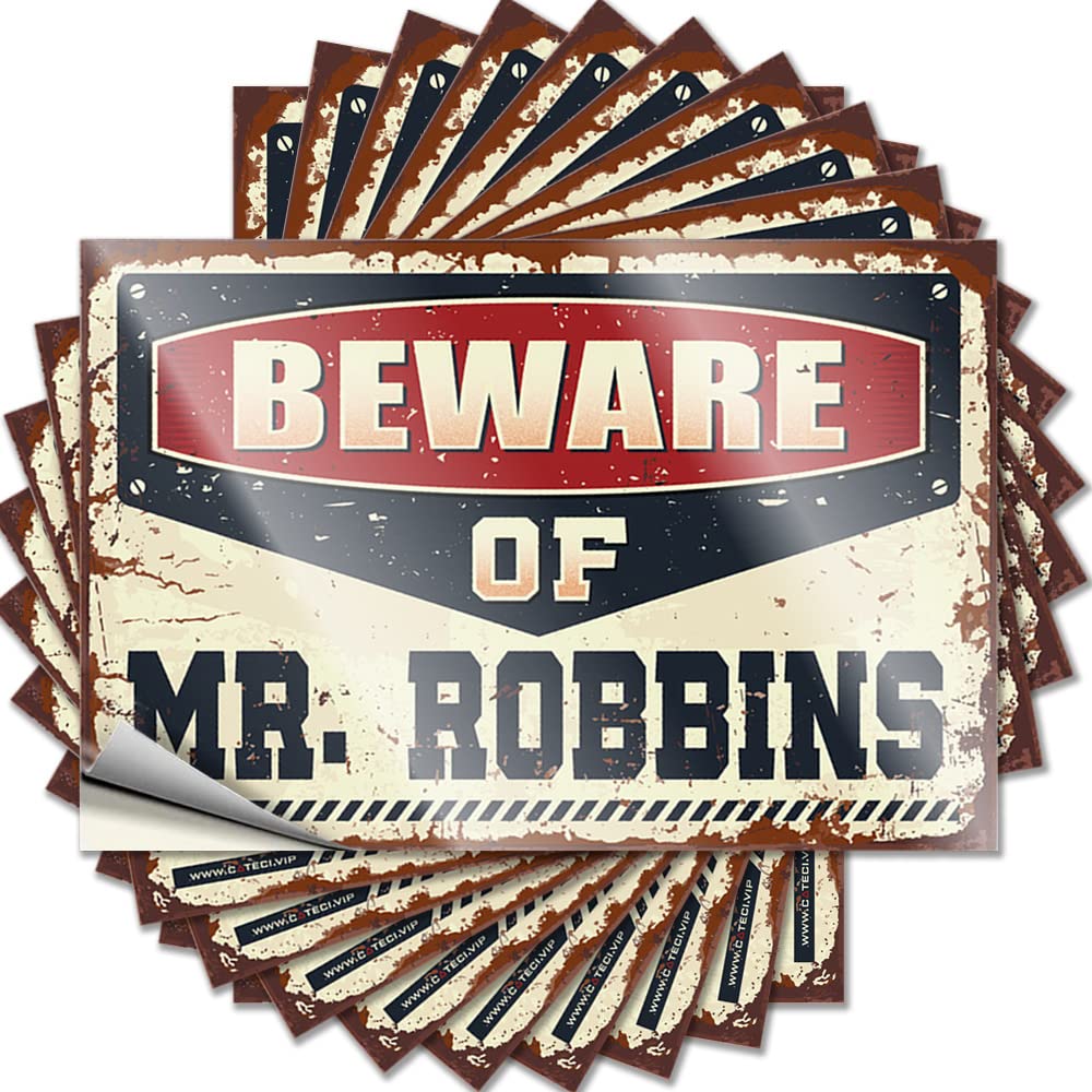 Car Stickers Funny Beware of Mr. Robbins Funny Sticker 10 Pcs Funny Bumper Stickers Inappropriate Stickers(6X9CM)