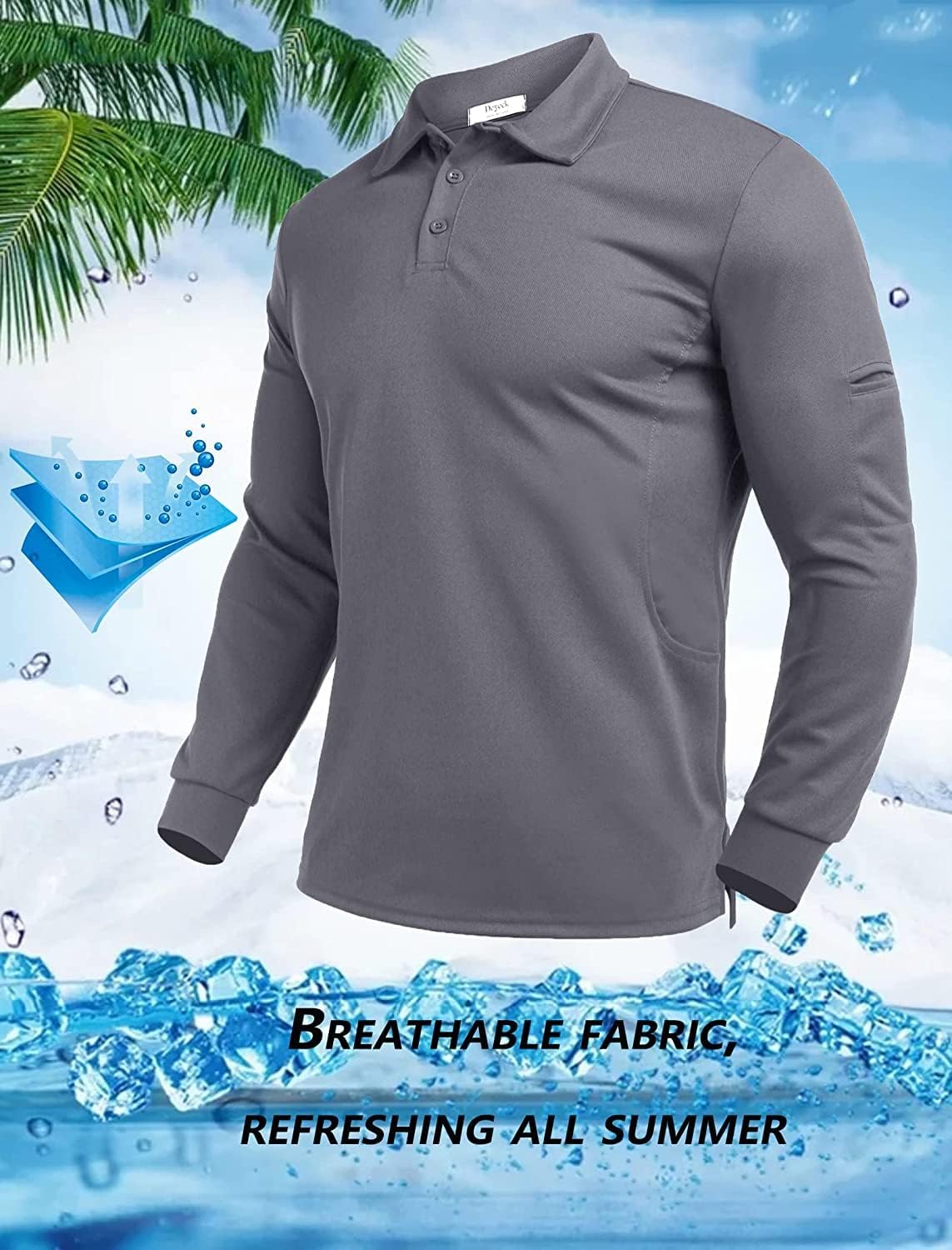 Deyeek Men's Polo Shirts Long Sleeve Golf Polo Shirts for Men Quick Dry UPF 50+ Sun Protection Polos Casual Collared Shirts - Image 4