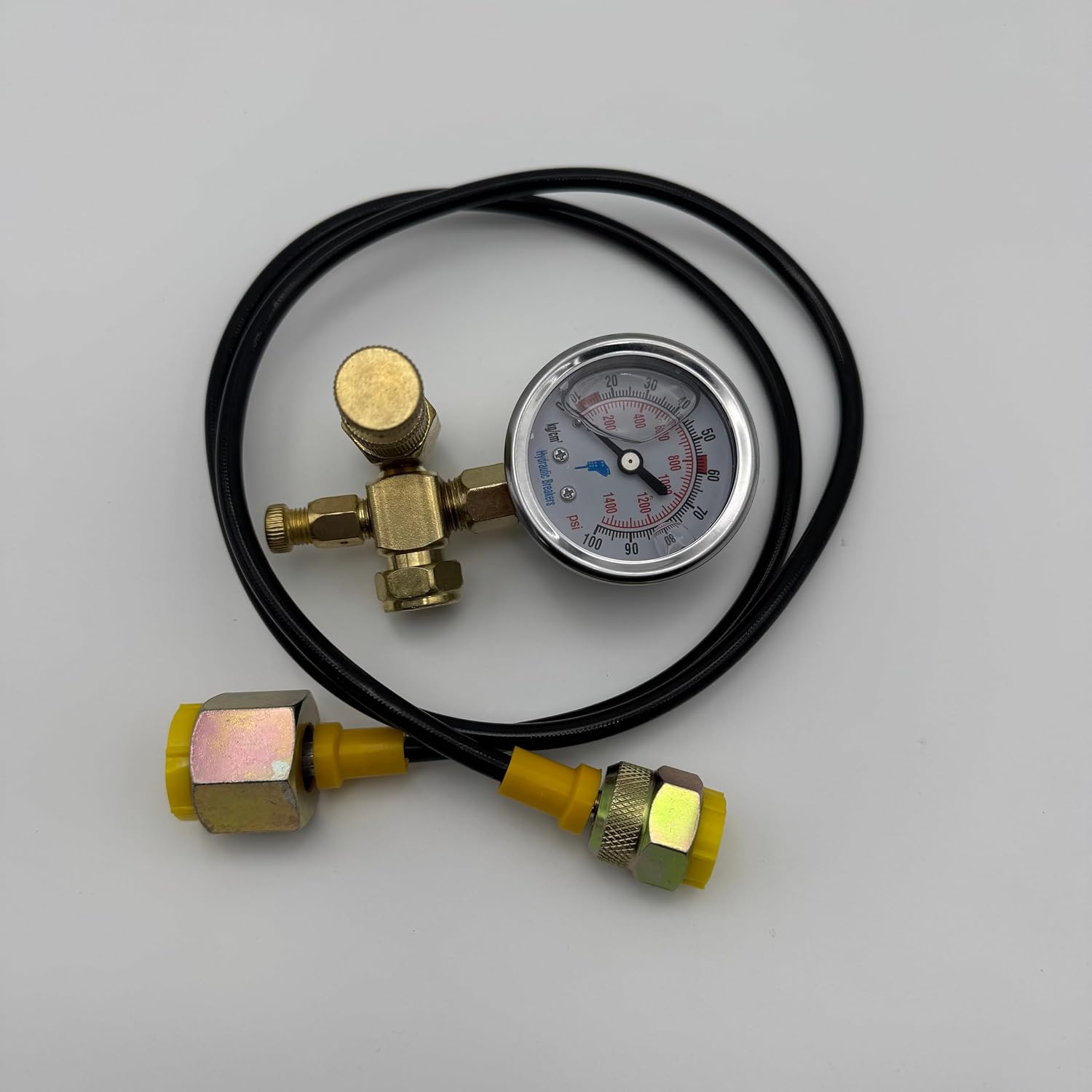 Hydraulic Pressure Test Kit for Excavator Breaker Hammer, 100 Bar Gauge with Hose and Fittings, Blue Case