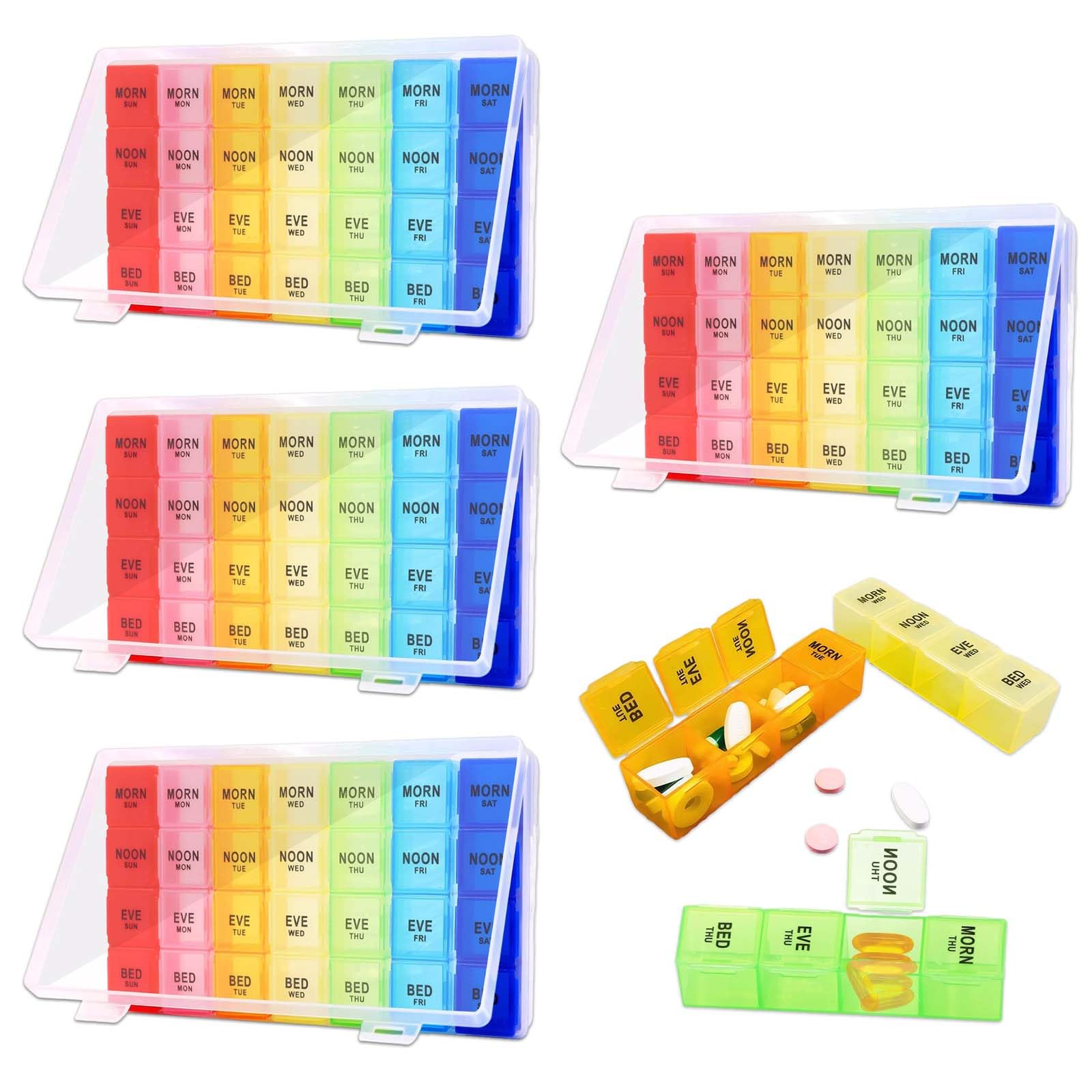 Portapillole settimanale a Scomparti - Scatola per Pillole mensile XL - Organizer settimanale per Pillole - Scatola giornaliera da 4 Volte per Pillole - Contenitore per Pillole da 7 Giorni r