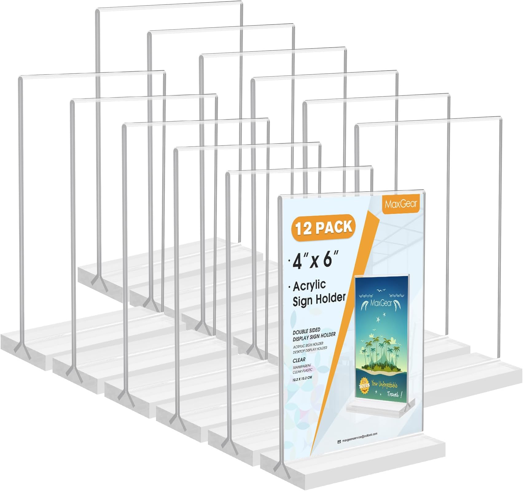 Tuanse 36 Pcs Acrylic Sign Holder 4 x 6 in Clear Acrylic