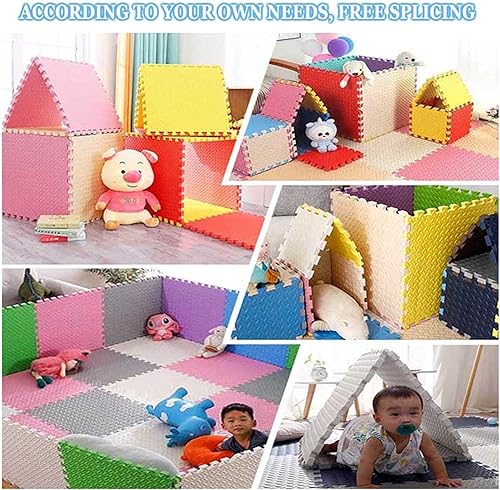 Miniatura 7 de JLCP Tapete de juego de espuma para bebé, 11.8 x 11.8 pulgadas, tapete de juego de espuma para niños, antideslizante, impermeable, entrelazado,