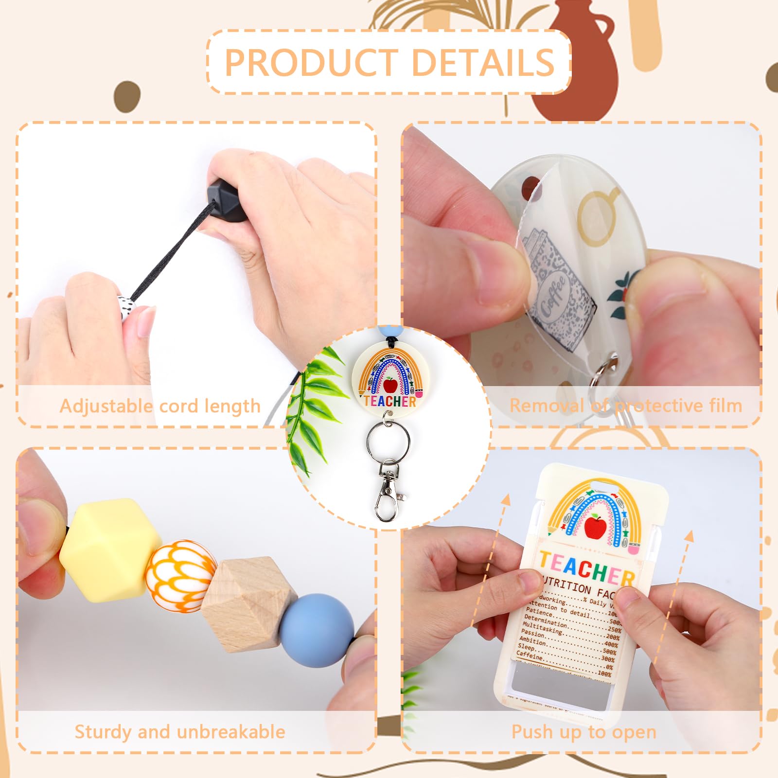 Juanooo Cordon Porte-badge Dinosaure Mignon Et Bobine De Badge Rétractable Avec Clip Pour Porte-clés, Badges D'identité, Pour Femmes, Hommes Et Garçons, 49,3 X 2,5 Cm