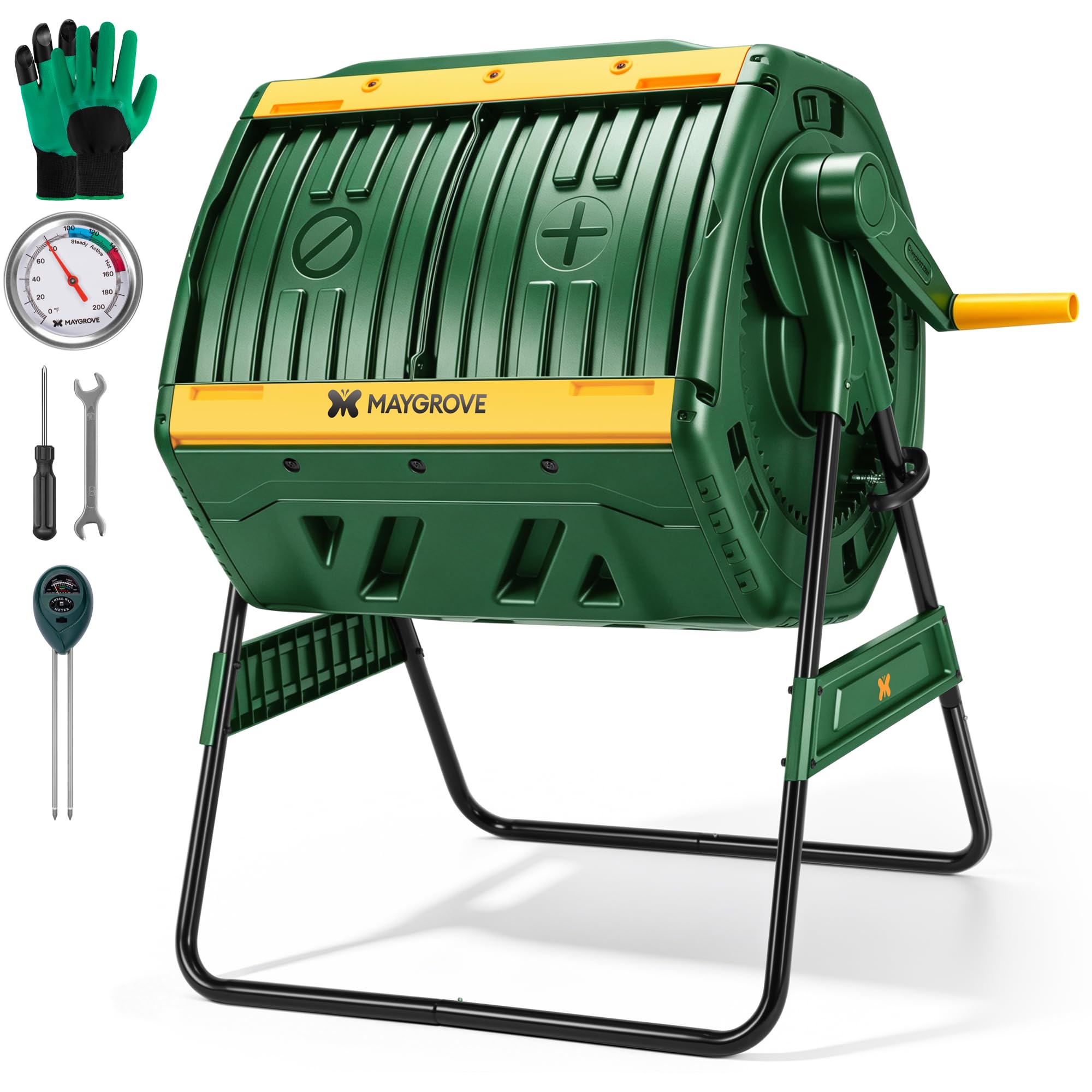 Maygrove 200L Gartenkompostierer, 53 Gallonen Doppelkammer Komposttumbler