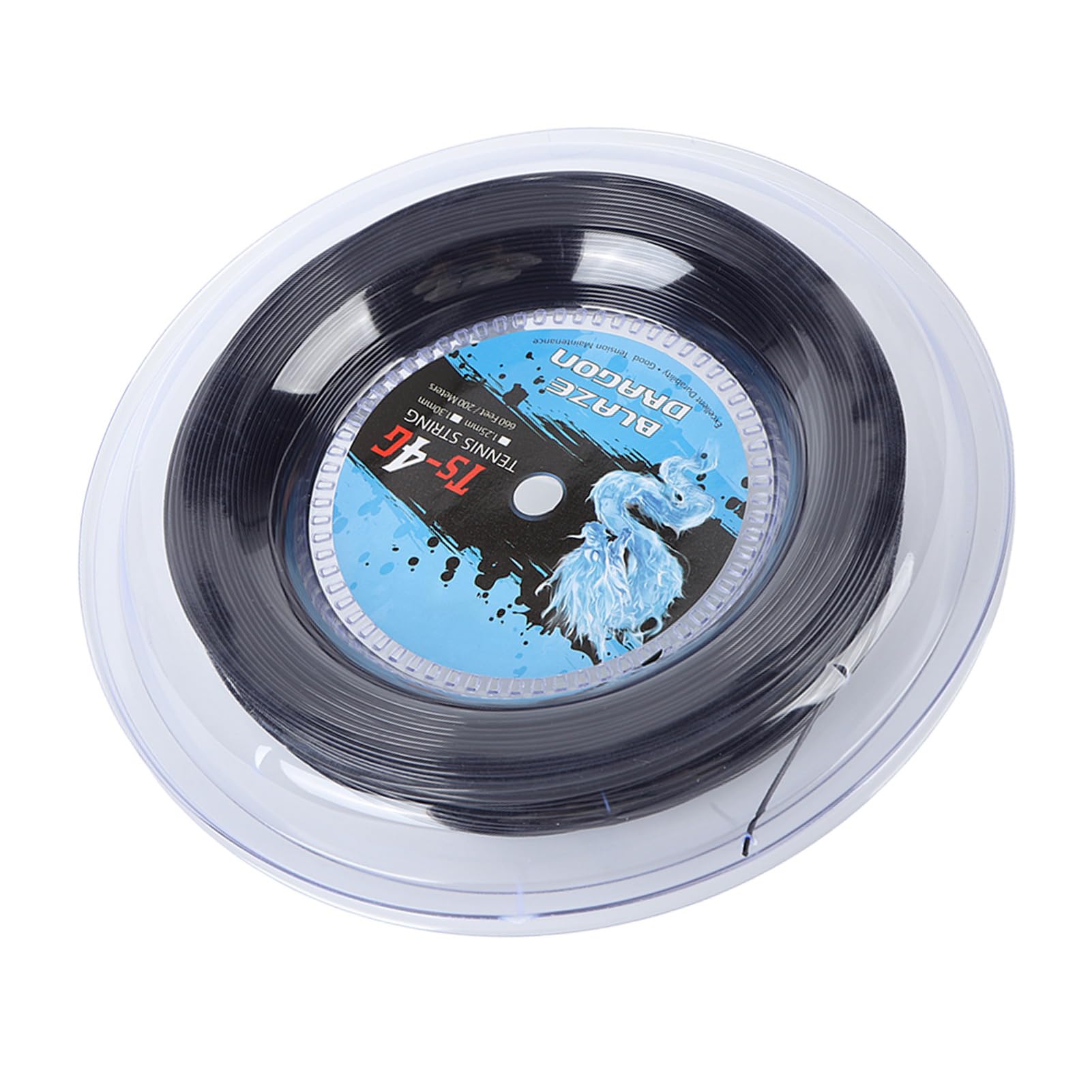 Bobina per Corde da Tennis, Corda per Racchetta da Tennis in Poliestere ad Alta Resistenza per Palestra per Giocatori migliorati(Nero, 1,30 mm) Accessori per Badminton e Tennis