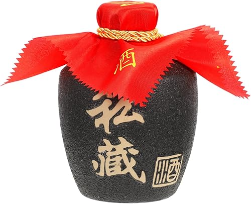 Miniatura 9 de Luxshiny Tarro de licor sellado con paño rojo y borla botella de vino chino de loza para almacenamiento y decoración del hogar