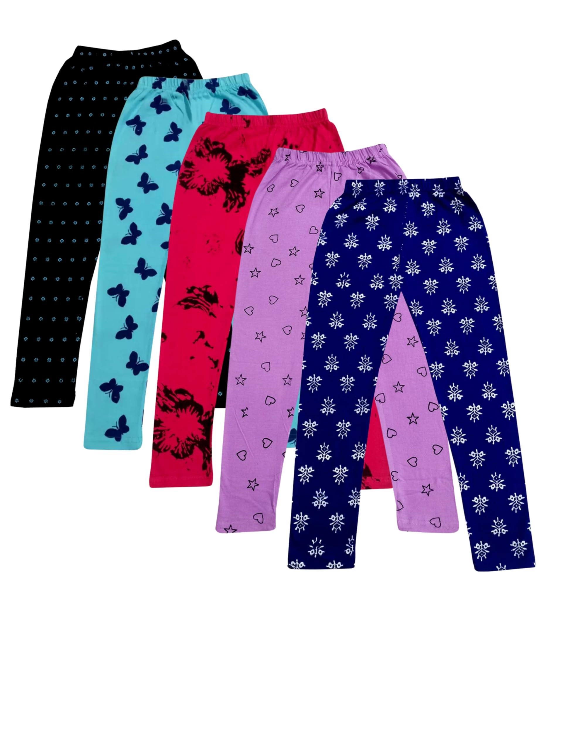 TIK Tok Wears Cotton Printed Leggings fir Kid's Girls' (Multicolor) Pack of 5