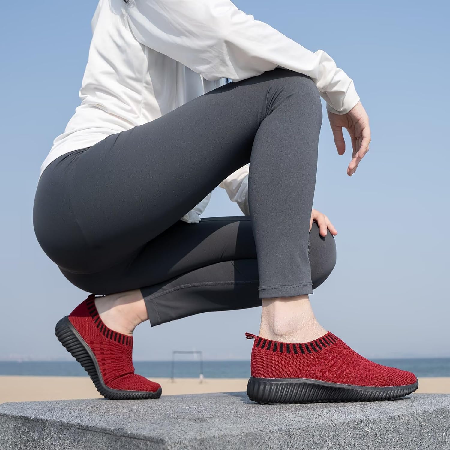 konhill Women's Lightweight Walking Shoes Breathable Slip On Tennis Sneakers Casual Mesh Workout Athletic - Image 2