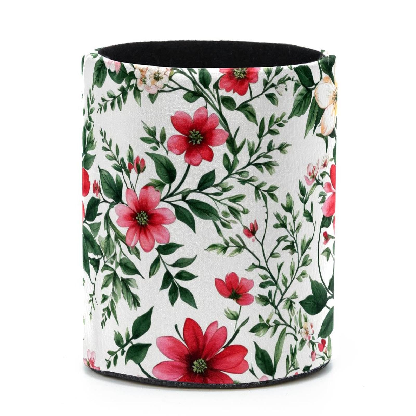 VAPOKF Round Pencil Holders for Desk, Aesthetic Flower Pen Holders Pen Pot Makeup Brushes Storage Desktop Stationery Supplies Organiser for Home Office