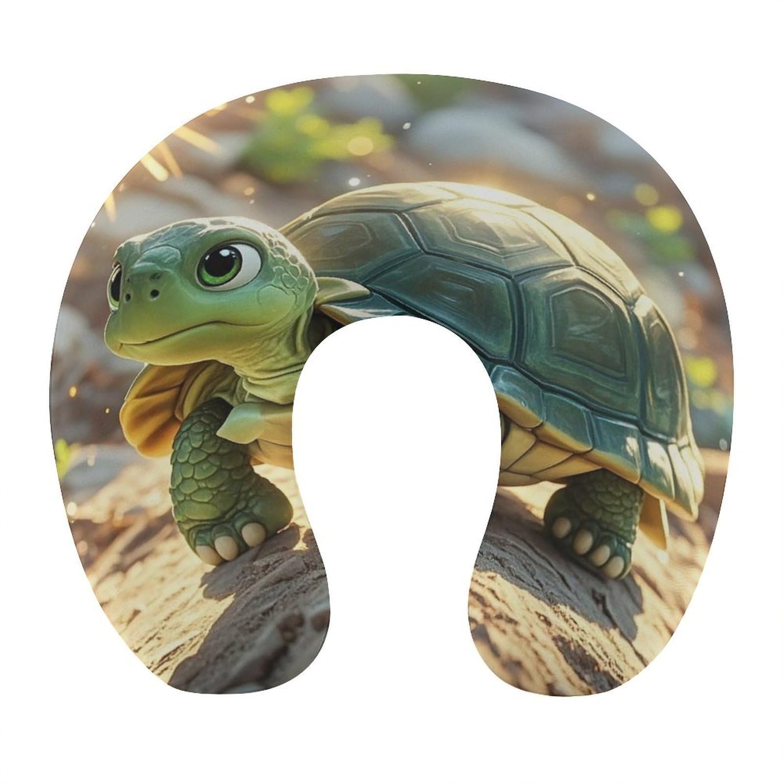 FekiLoot Turtle in The Sun Travel Pillow Comfortable U Shape Memory Foam Pillows Neck and Head Support Portable Travel Neck Pillow Suitable for Planes Trains Self-Driving Cars