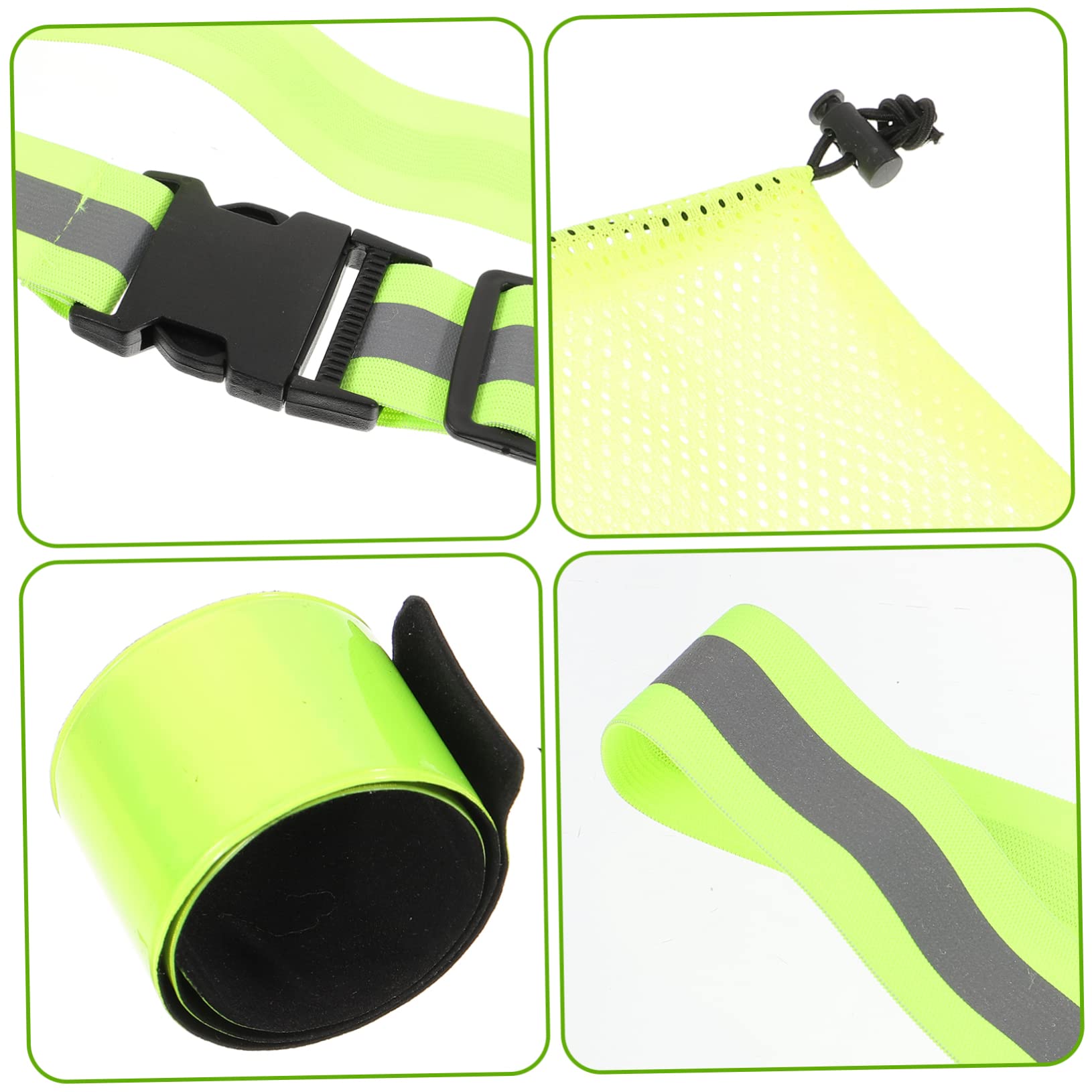 BESTonZON Juego De Correa Reflectante Pulseras con Bandas Reflectantes Cinturón De Correr Tren De Rodaje Reflectante Correr Brazalete Montar Banda Reflectante Cinta Elástica Verde