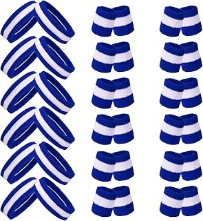 36 Pcs Wrist Sweatband Set Sports Headband Wristband Set for Men Women Party Sports Cotton Headbands Athletic Sweat Bands for Tennis Football Gym Workingout Accessories