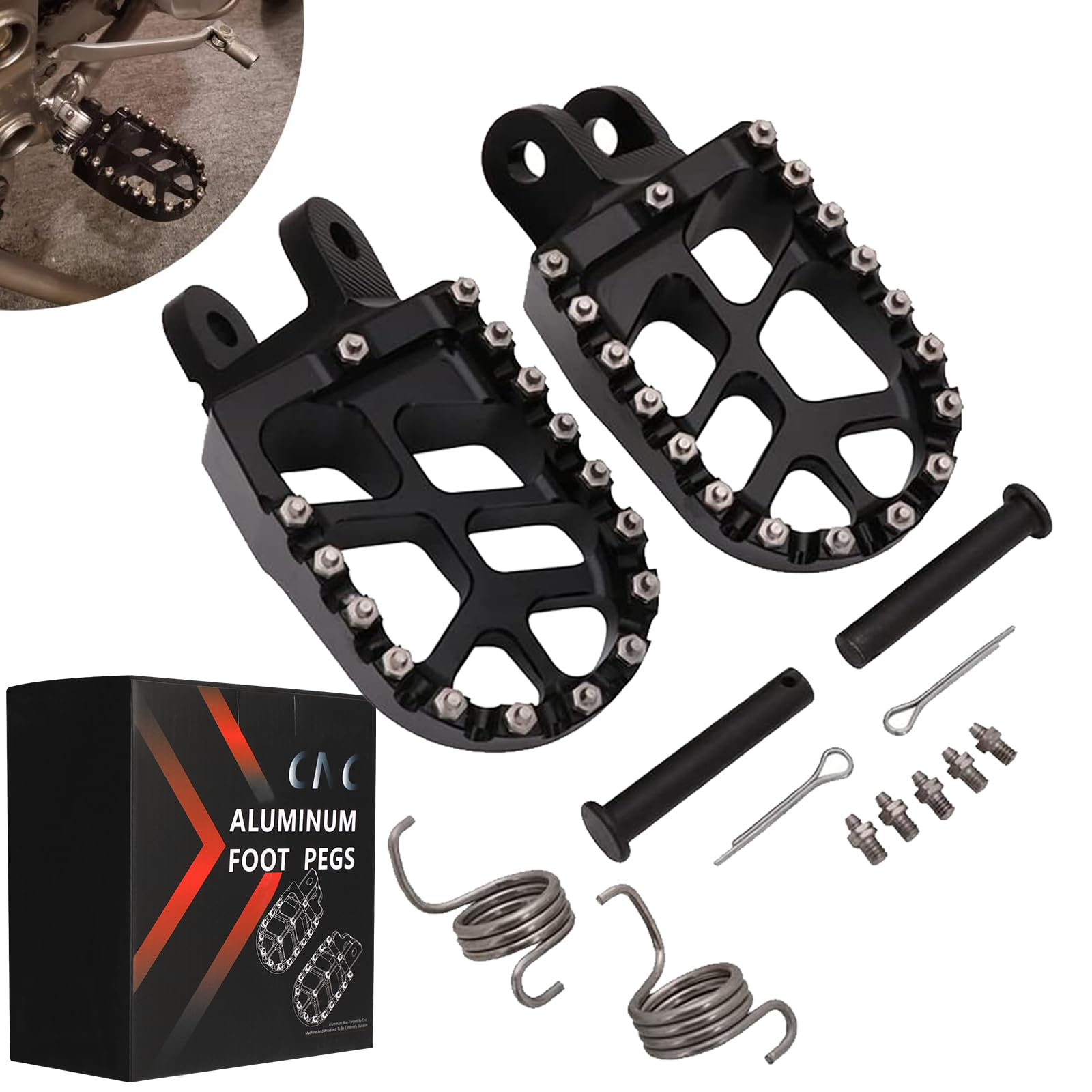 JFG RACING Dirt Bike Foot Pegs,Footpegs Pedal Rest for KLX250 06-20/KLX250S 09-14/KLR650 87-07/KLX300R 97-07 20/XR650L 92-21/XR600R 89-00/CRM250 CR85R CR85RB CR85R CR85RB KLX250R KLX650 CRF1000L-Black