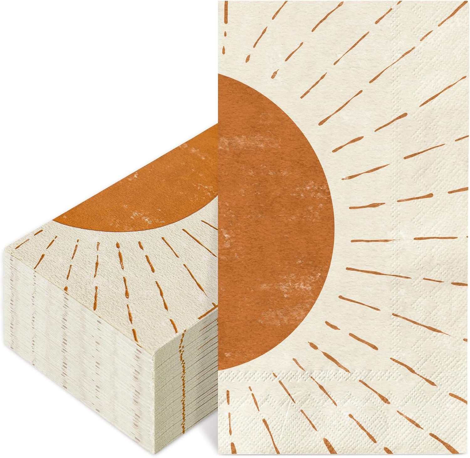 Whaline 40Pcs Boho Sun Guest Napkin Disposable Paper Napkins Orange Sunshine Dinner Hand Napkins for Birthday Baby Shower Party Table Supplies