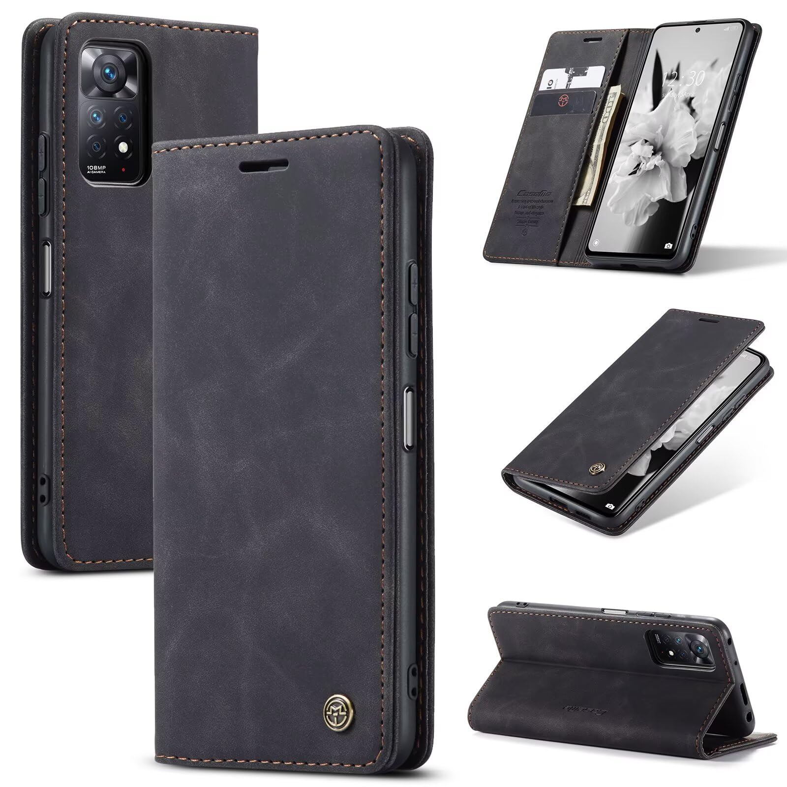 Accessorio Telefono Elegante Rosso HualuBro Cover Per Oppo Realme 7 PRO, Flip Cover A Libro In Retro PU Pelle Magnetica Antiurto Case Portafoglio Custodia Per Oppo (Marrone Realme 7 Pro Cover