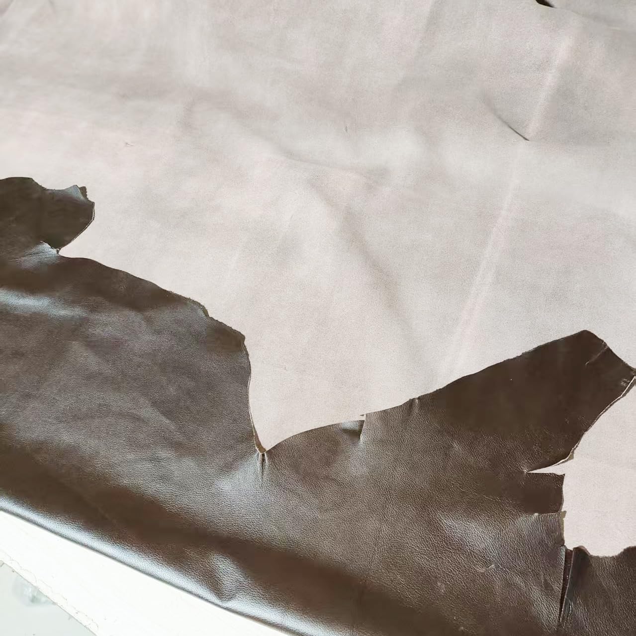 Genuine Full Grain Cowhide Leather - Large Natural Brown Hide 35-40 Sq Ft - for Upholstery, Crafting, Bags & DIY Leather Projects