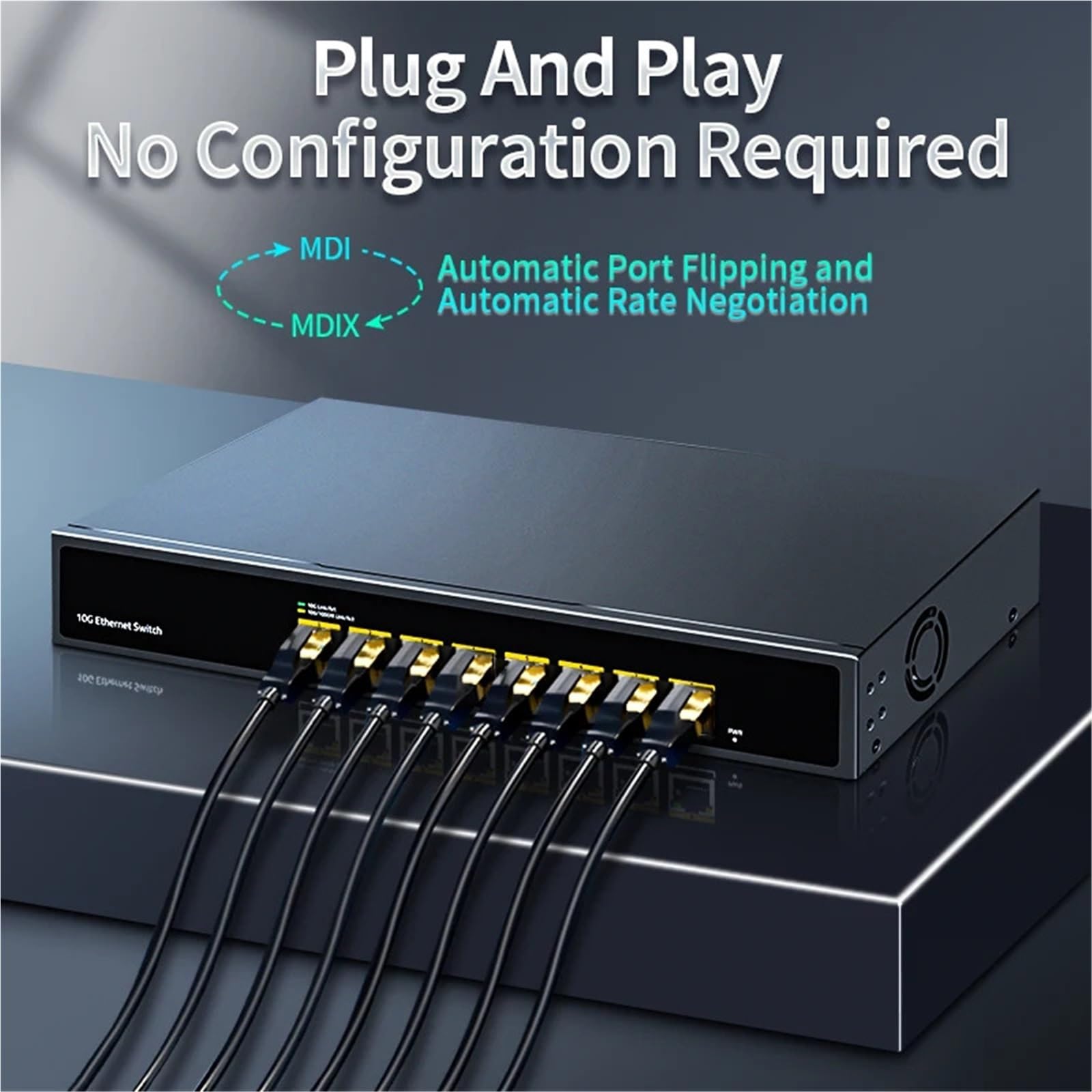 Commutateur réseau Ethernet 10 Gbit/s 8 ports 10 000 Mbit/s Bande passante 160 G Répartiteur Internet Plug and Play