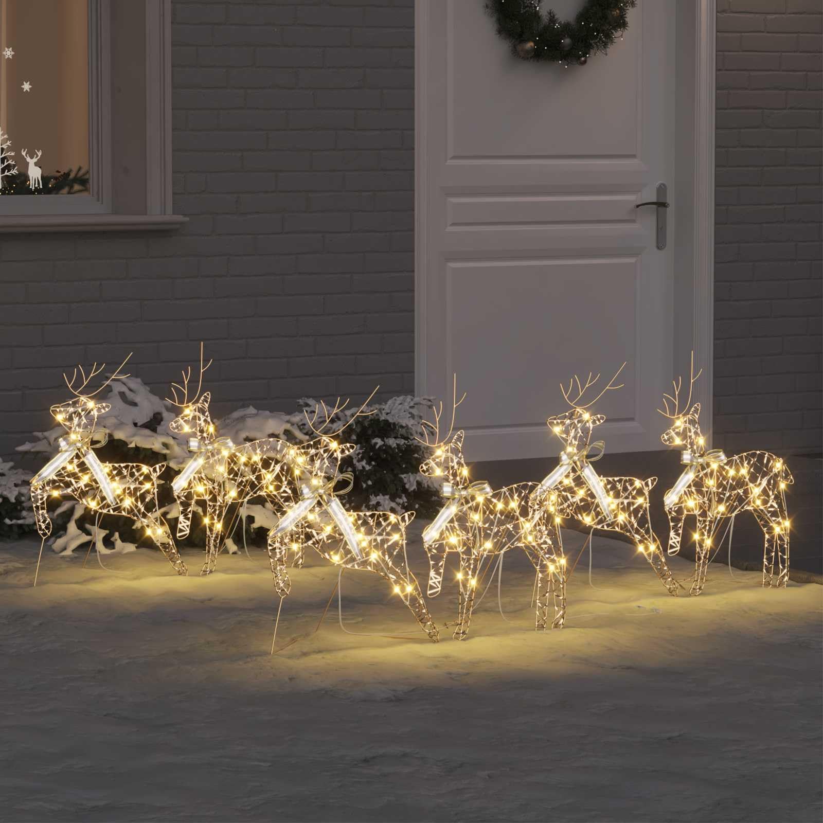 Renos LED con 180 LED en PET dorado, decoración navideña para interior y exterior, diseño art deco, iluminación USB de bajo consumo, duradera, ideal para fiestas de invierno y celebraciones