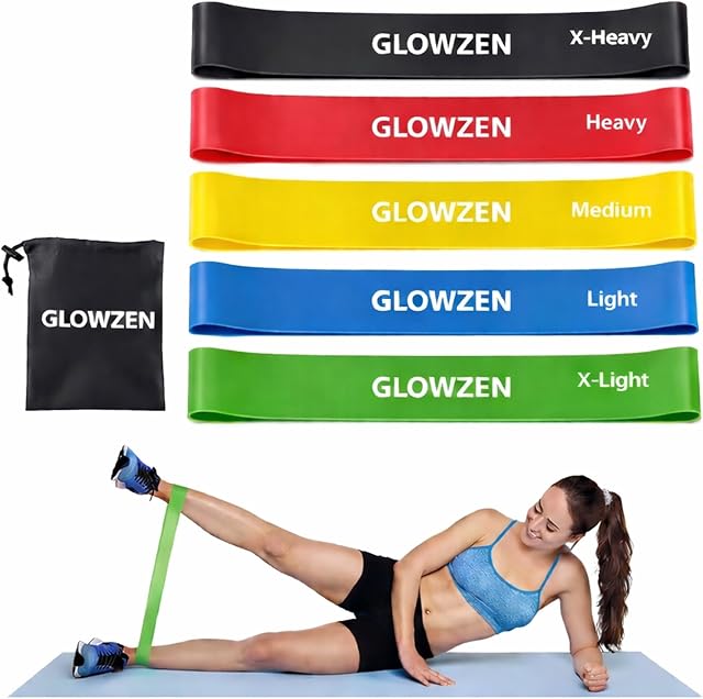Resistance Bands, TPE Loop Resistance Bands for Workout - 5 Stackable Exercise Bands (X-Light to X-Heavy) for Gym, Yoga, Physical Therapy, Home Workout, Travel, Stretching & Legs
