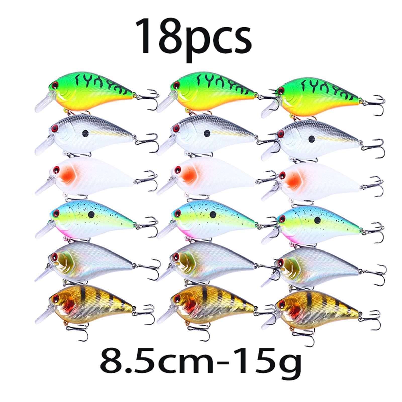Crankbait Peu Profond hochet 8,5 cm 15 g, Wobbler Dur for Bar brochet, Doux et léger 6 Couleurs