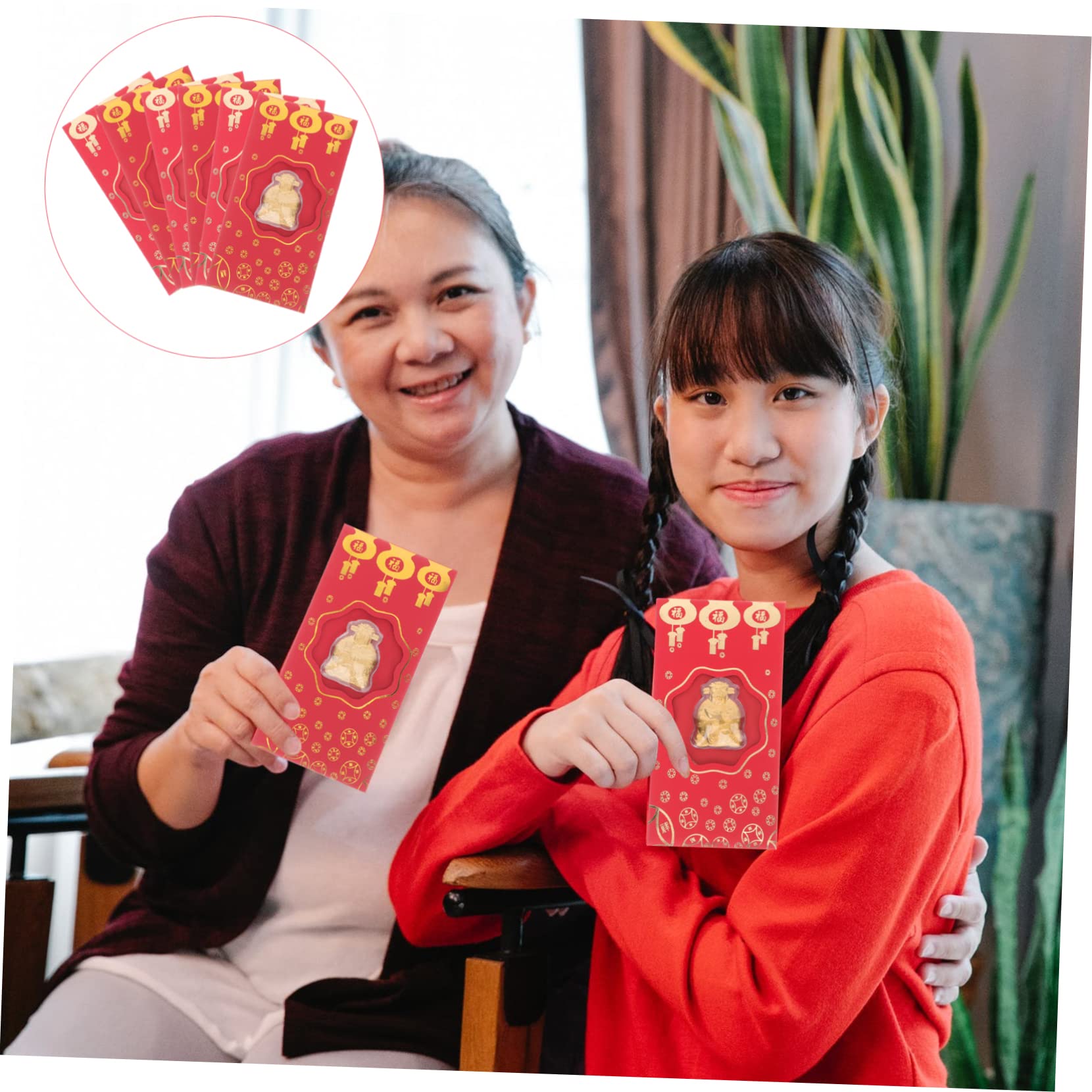 SHINEOFI 4 Juegos Sobre Rojo Del De La Riqueza Decoración Sobres Rojos De Conejo Producto 2023 Sobres De Dinero De La Suerte Paquete Rojo Borla Billetera Hoja De Oro 10 Piezas X 4