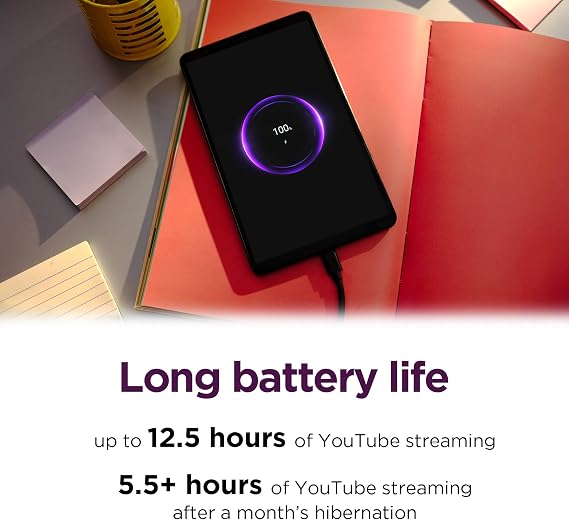 Lenovo Tab One - Lightweight Tablet - up to 12.5 Hours of YouTube Streaming - 8.7 HD Display - 4 GB Memory - 64 GB Storage - MediaTek Helio G85 - Includes Folio Case
