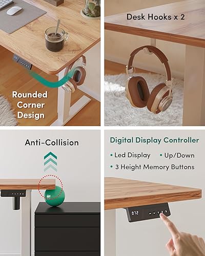 Miniatura 119 de FEZIBO - Escritorio eléctrico ajustable para trabajar sentado o de pie, 40 x 24 pulgadas, para oficina en casa, escritorio ergonómico para Negro