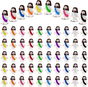 50 Pcs Mini Jesus Figures Toys Religious Tiny Jesus Figurine Rubber Jesus Doll to Hide and Seek Church Favors Gift for Sunday School Baptism Activities