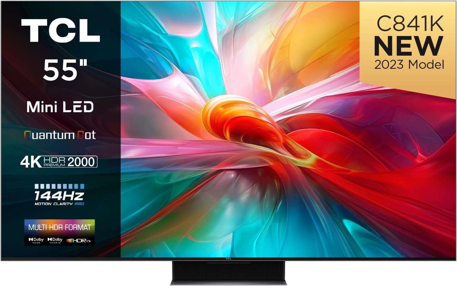 TCL C841K 55-inch Television, Mini LED, HDR 2000 nits, Quantum Dot, Full Array Local Dimming, IMAX Enhanced, 144Hz VRR, Dolby Vision & Atoms TV Powered by Google [Energy Class G]