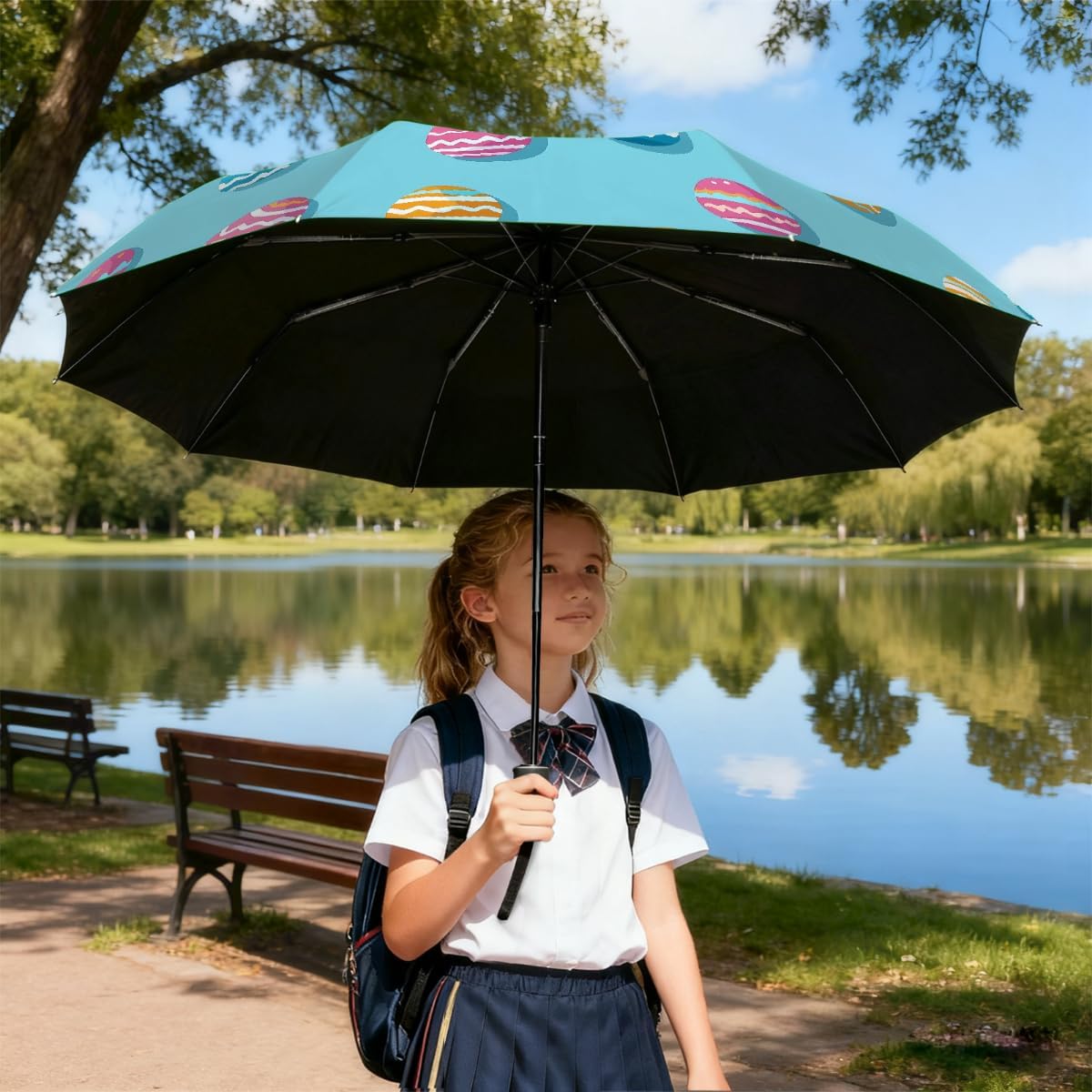 Compact Umbrella Windproof Strong for Kids Women Men Auto Open Close Folding Umbrellas UV Protection Travel Umbrella for Sun Rain