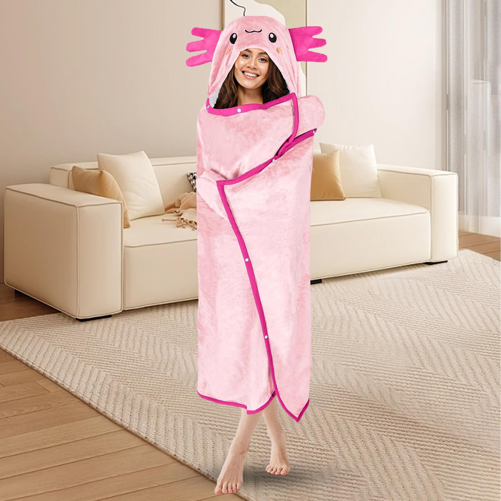 Generisch Coperta con cappuccio, coperta con cappuccio da donna, coperta per felpa, coperta portatile, coperta con cappuccio per bambini, adolescenti e ragazze