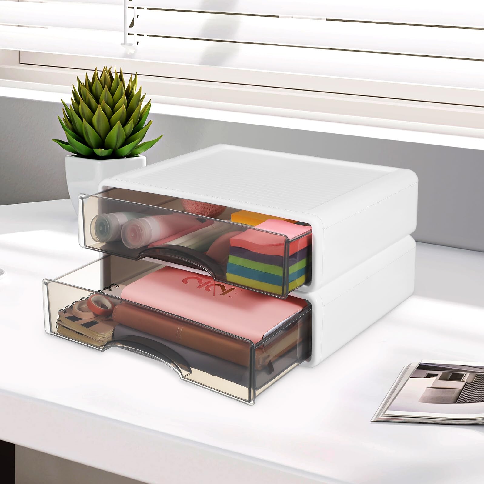 Didiseaon 2pezzi Organizzatore da Scrivania Contenitore per Riporre Oggetti Cassettiera per Forniture Ufficio Articoli Vanità Casa