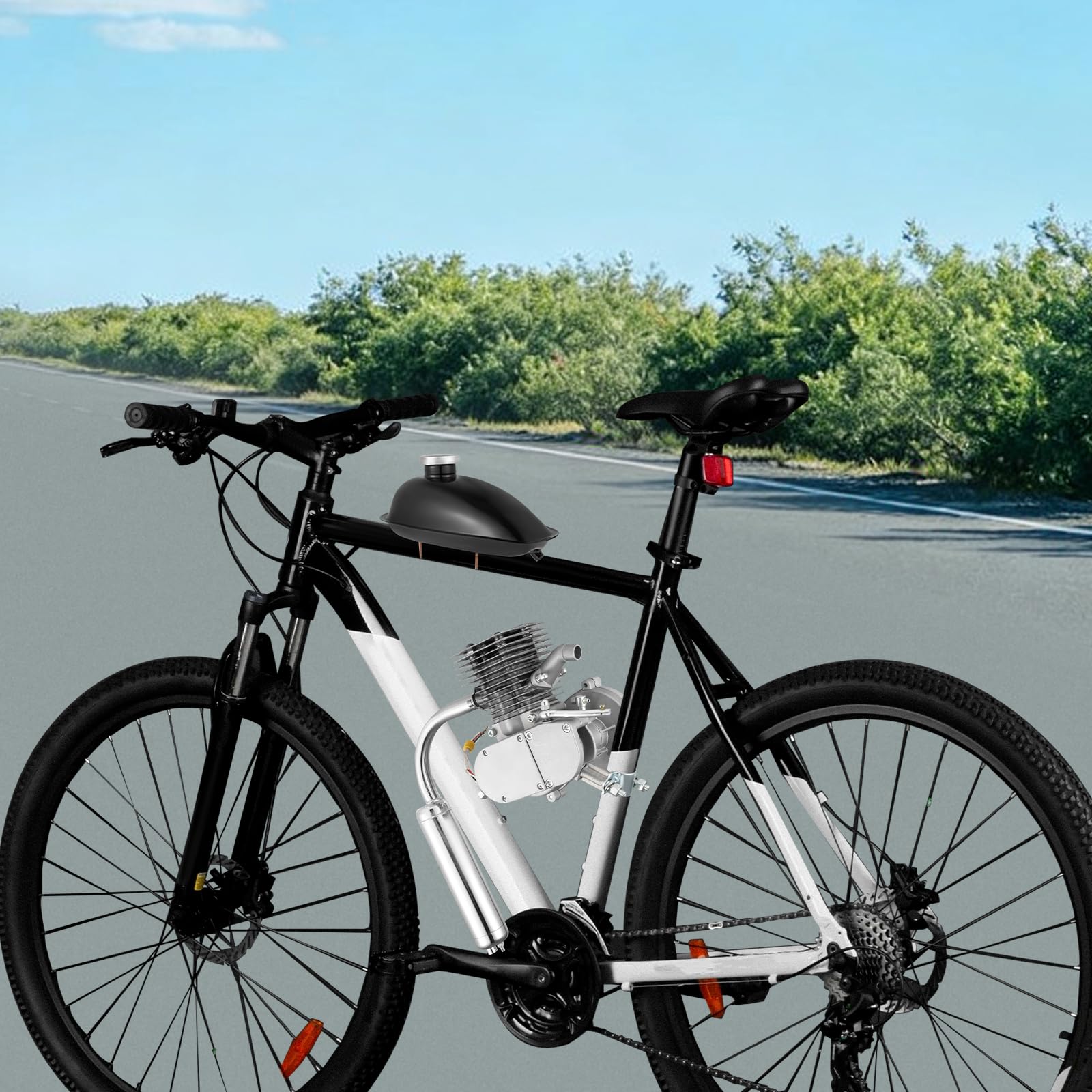 100cc 2 Takt Fahrrad Motor Kit 36 Zähne CDI Luftgekühlt 45km/h 2L Tank