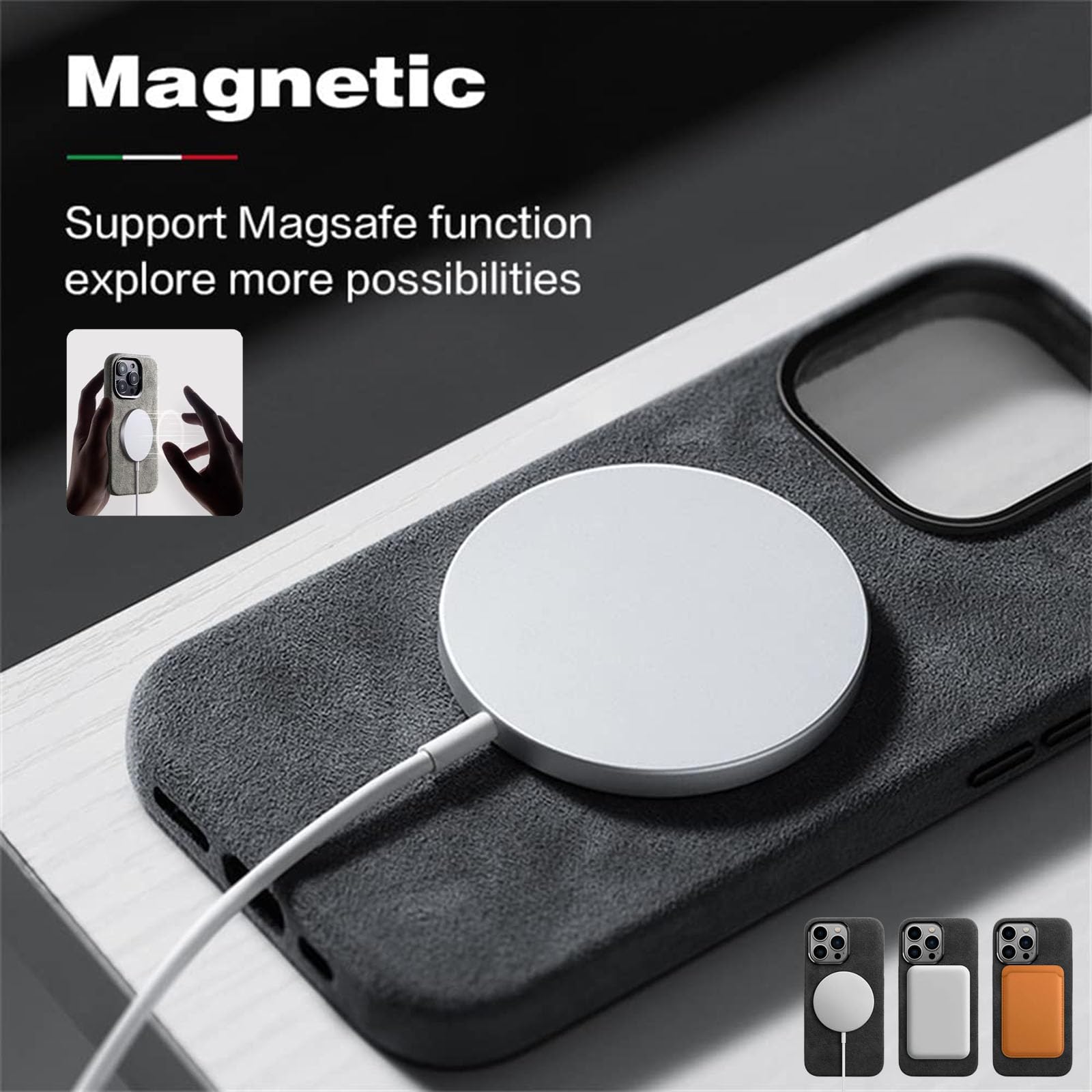 Amazon.co.jp: [Magsafe対応] アルカンターラ iPhone 16/16 Plus