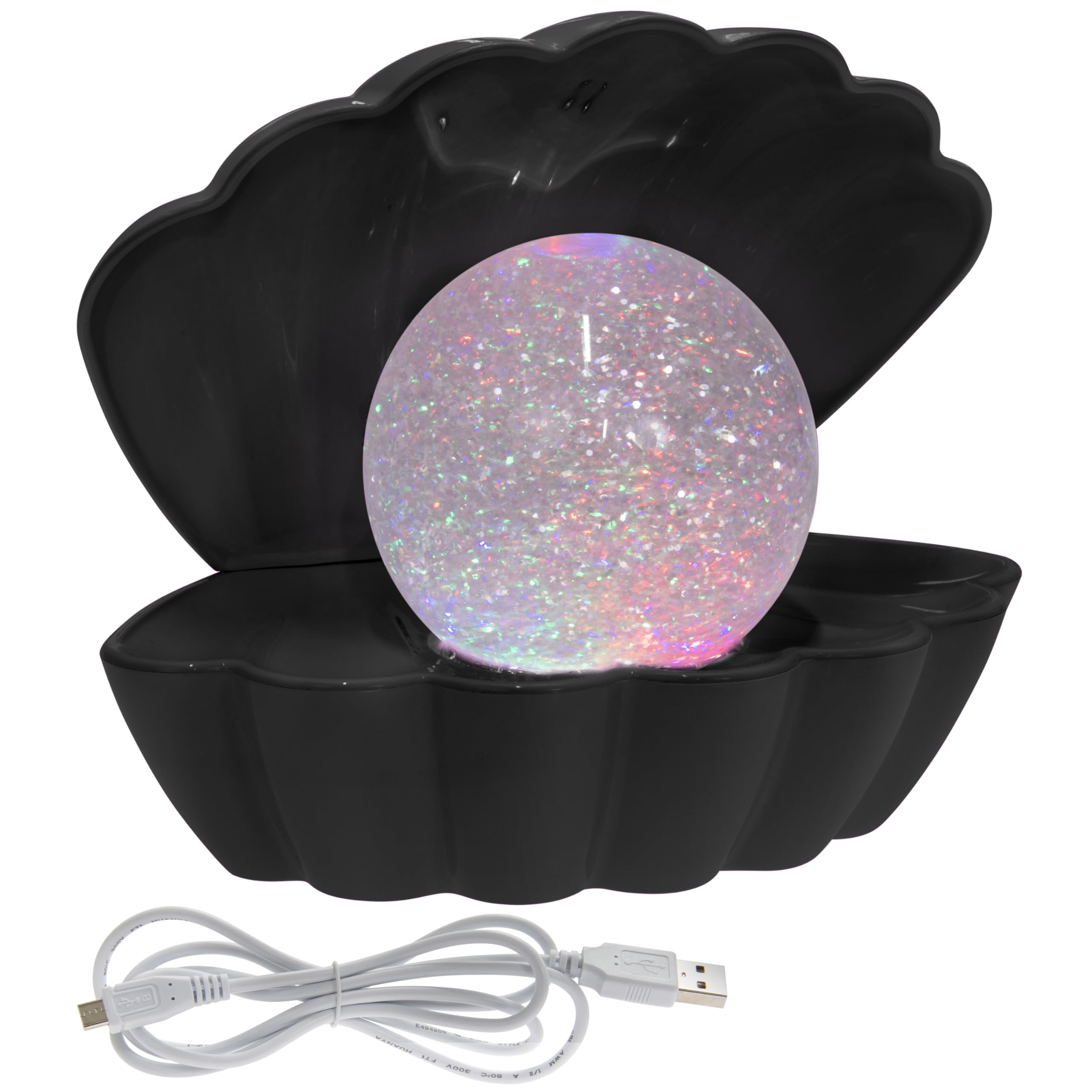 Seashell Glitter Lamp Black LED Table Lamp Bedside Light Home Decor Bedroom Gift