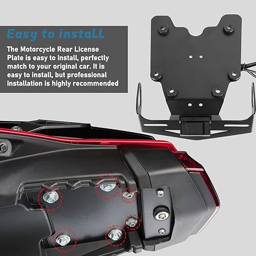 Miniatura 2 de Soporte de matrícula de motocicleta con eliminador de guardabarros ordenado con luz trasera LED compatible con Y-am-aha Tenere 700 XTZ700 XTZ 700