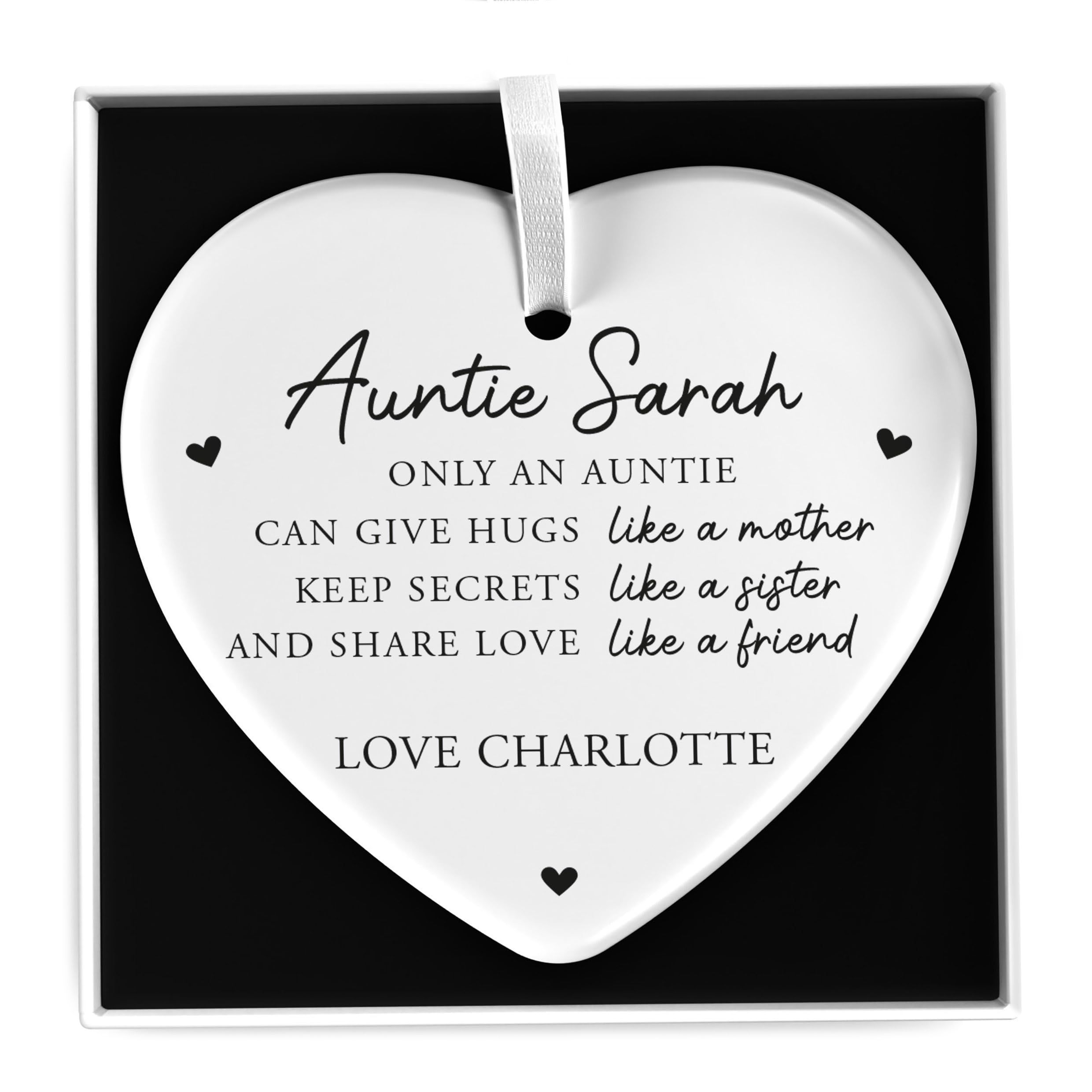 Beecreative Personalised Auntie Gifts from Niece or Nephew, Auntie Birthday Gifts Ceramic Plaque Keepsake, Special Auntie Gifts, Mothers Day Christmas Gifts for Auntie With Gift Box