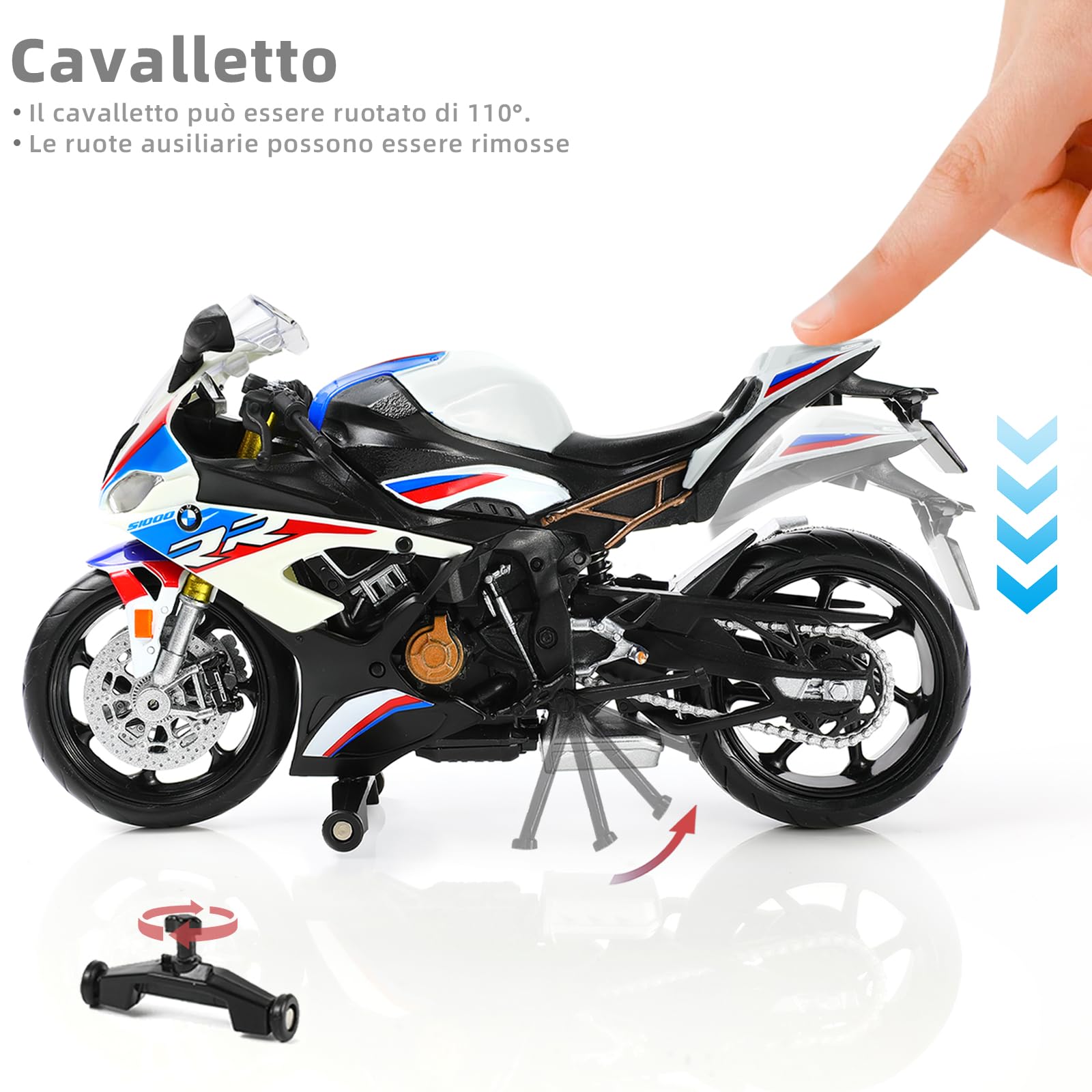 1:12 Modello Moto Giocattolo S1000RR in Metallo Pressofuso Con Moto in Plastica Senza Necessità di Montaggio Mini Moto Finita Regalo per Adulti (Bianco)