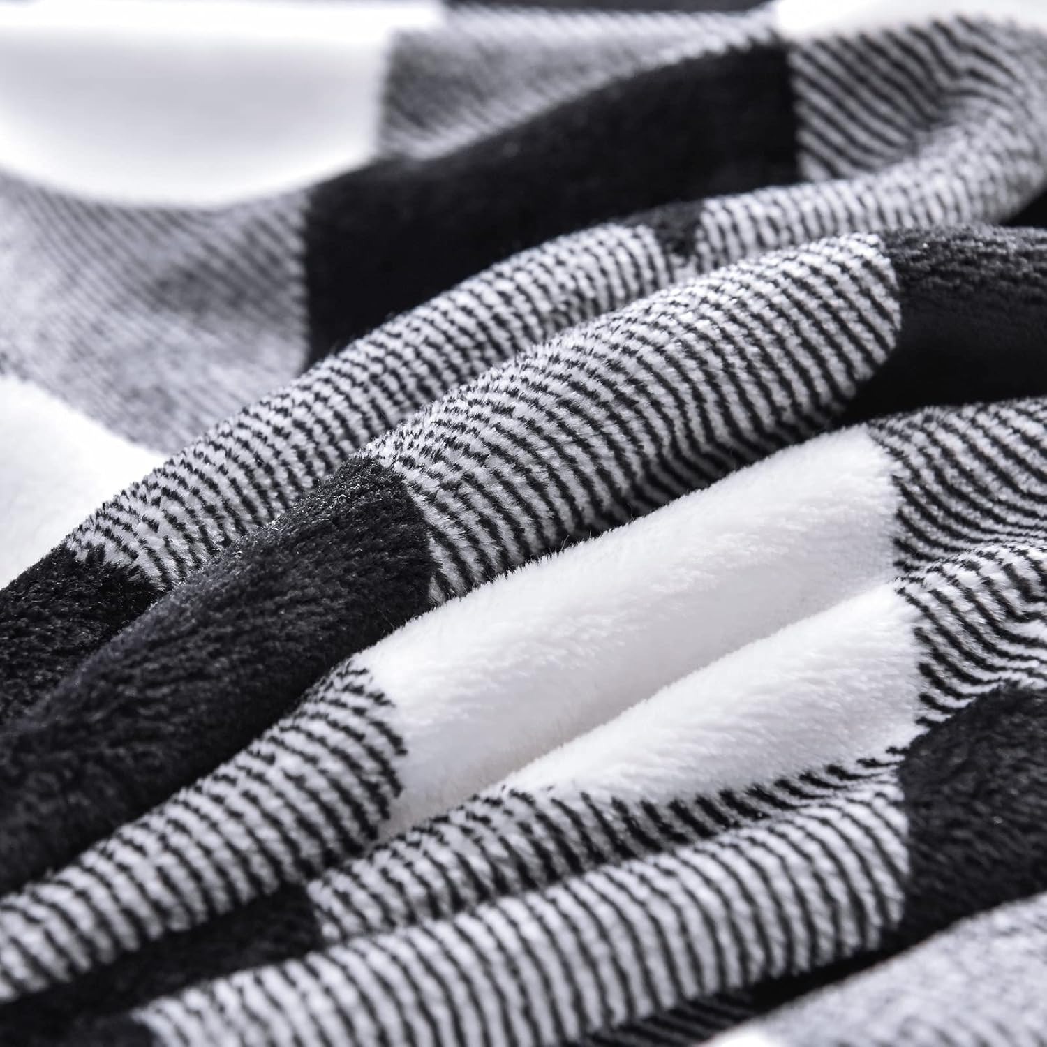 Vessia Large Black and White Plaid Throw Blanket - 300GSM Buffalo Plaid Flannel Home Decor - Super Soft Cozy Lightweight Microfiber Check Blanket(50x70 Inches) for Couch and Sofa - Image 5
