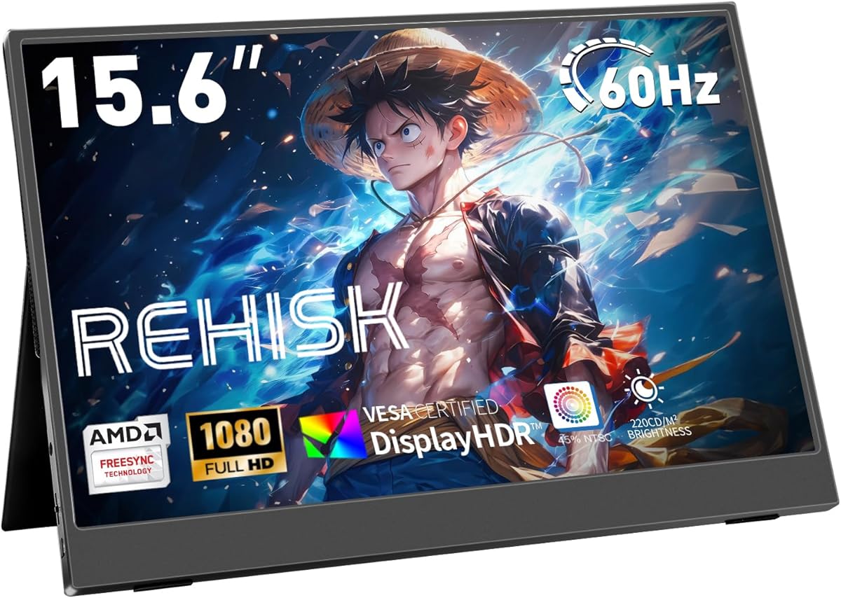 15.6" Portable Monitor FHD 1080P IPS, 60Hz, AMD FreeSync, Built-in 2×2W Speakers, Magnetic Smart Cover, Compatible with PC Mac Phone, Switch, PS4/5, Xbox : Electronics