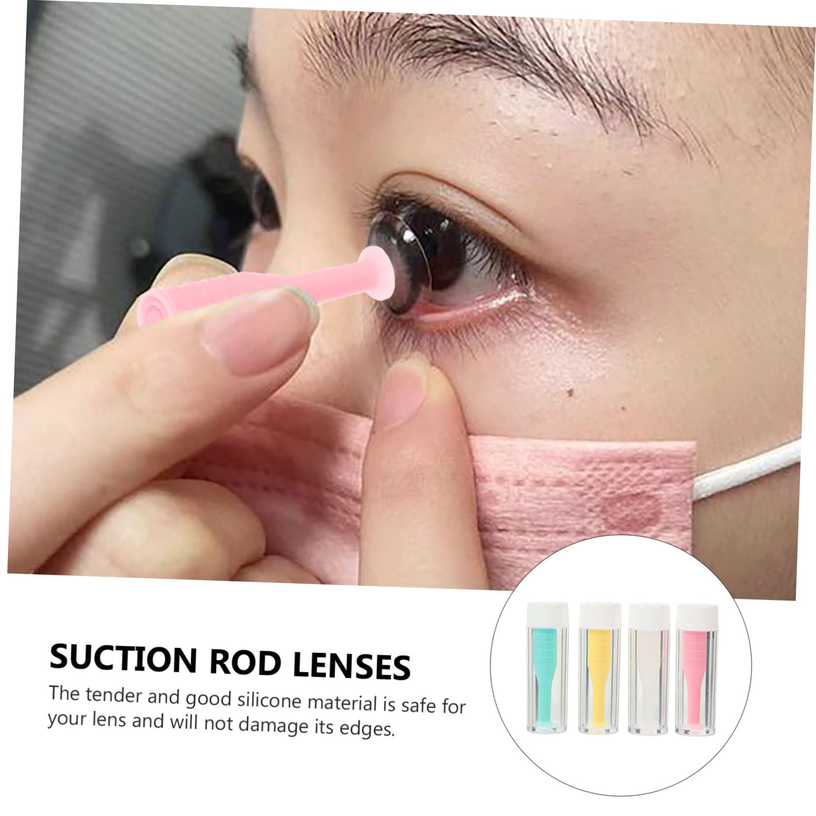 Healeved 50piezas Aplicadores De Lentes De Contacto De Silicona Removedores Portátiles Para Lentes Esclerales Ventosas Antideslizantes Para Uso Diario y Viajes