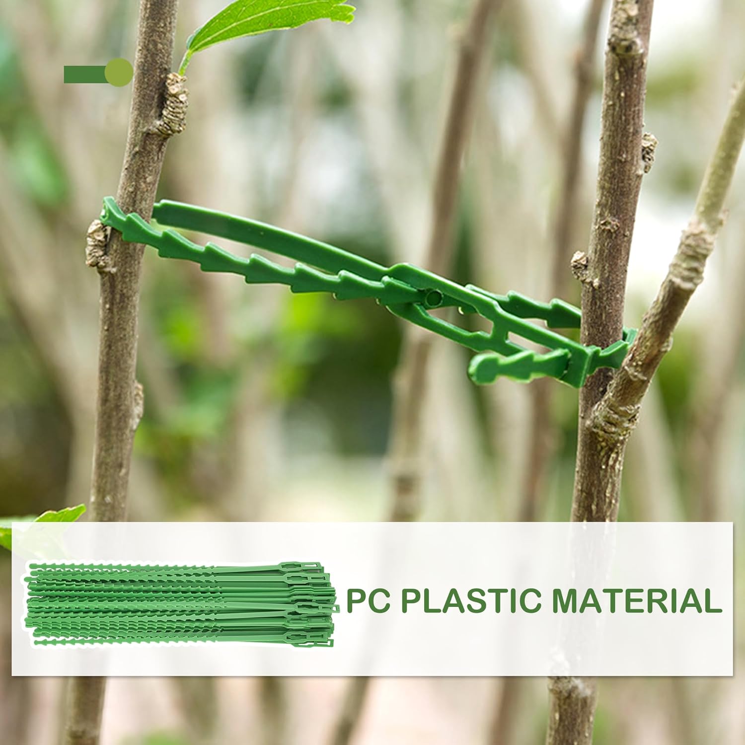 SooGree Green Zip Ties, 5 Inch Adjustable Plant Ties, 50PCS Plastic Twist Ties for Outdoor Garden Climbing Plants, Premium Heavy Duty Self-Locking Decoration Tie Wraps Support Tree Shrub Vine