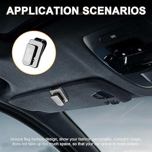 Miniatura 6 de Kewucn Soporte para lentes de sol para visera de automóvil, soporte de metal para colgar anteojos con bandera de Estados Unidos, clip multifunción