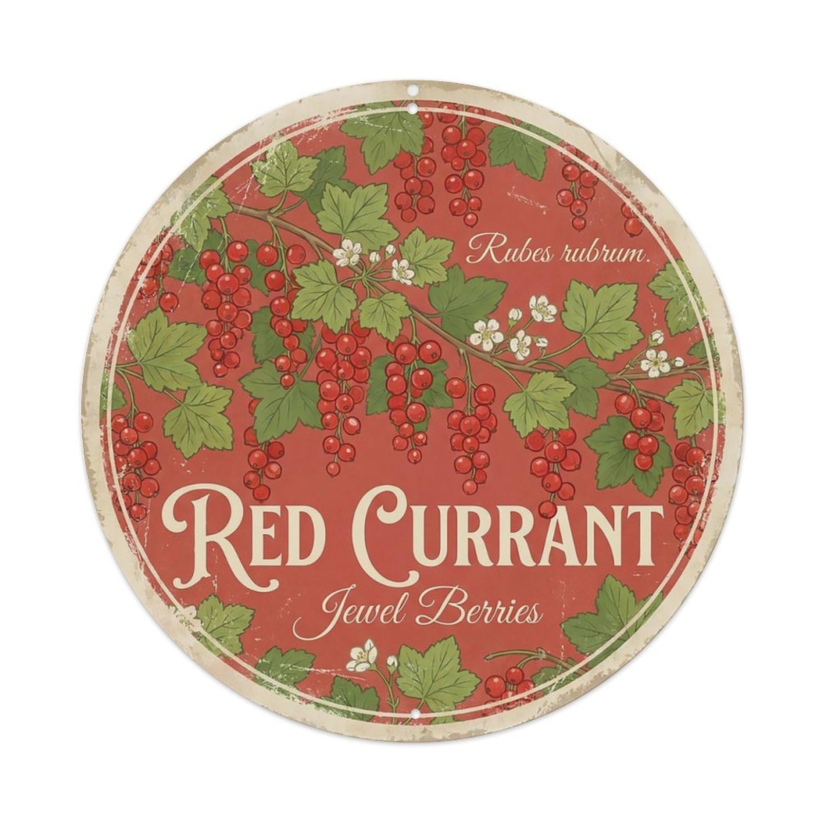 Cxhjca 8X8inch(20X20cm) Vintage Cottagecore Garden Currant Red Berries Metal Tin Sign