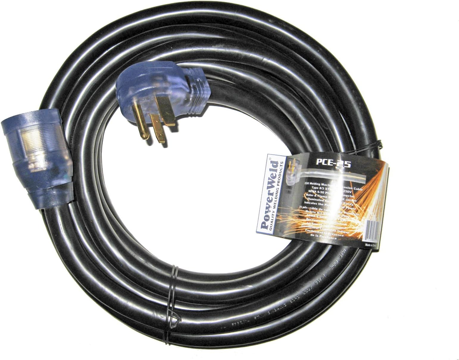 powerweldPCE-25 8/3 Type STW 250 V Welder Power Cable Extension