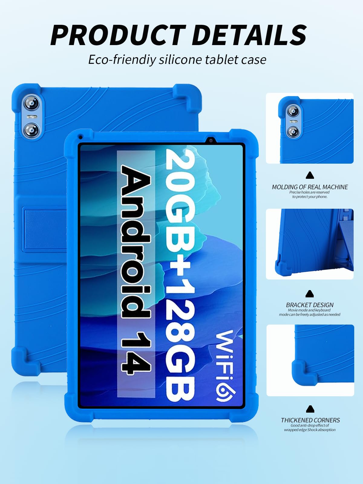 Funda para SKYEGG Tablet K13 10 Pulgadas, yystao Niños Funda de Silicona Suave Compatible con SKYEGG K13, Soporte Ajustable (Azurazul)