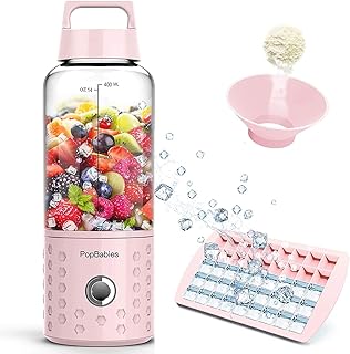 Blender Smoothie Maker, PopBabies Portable Blender for Shakes, Powerful Ice Smoothie Blender Princess Pink