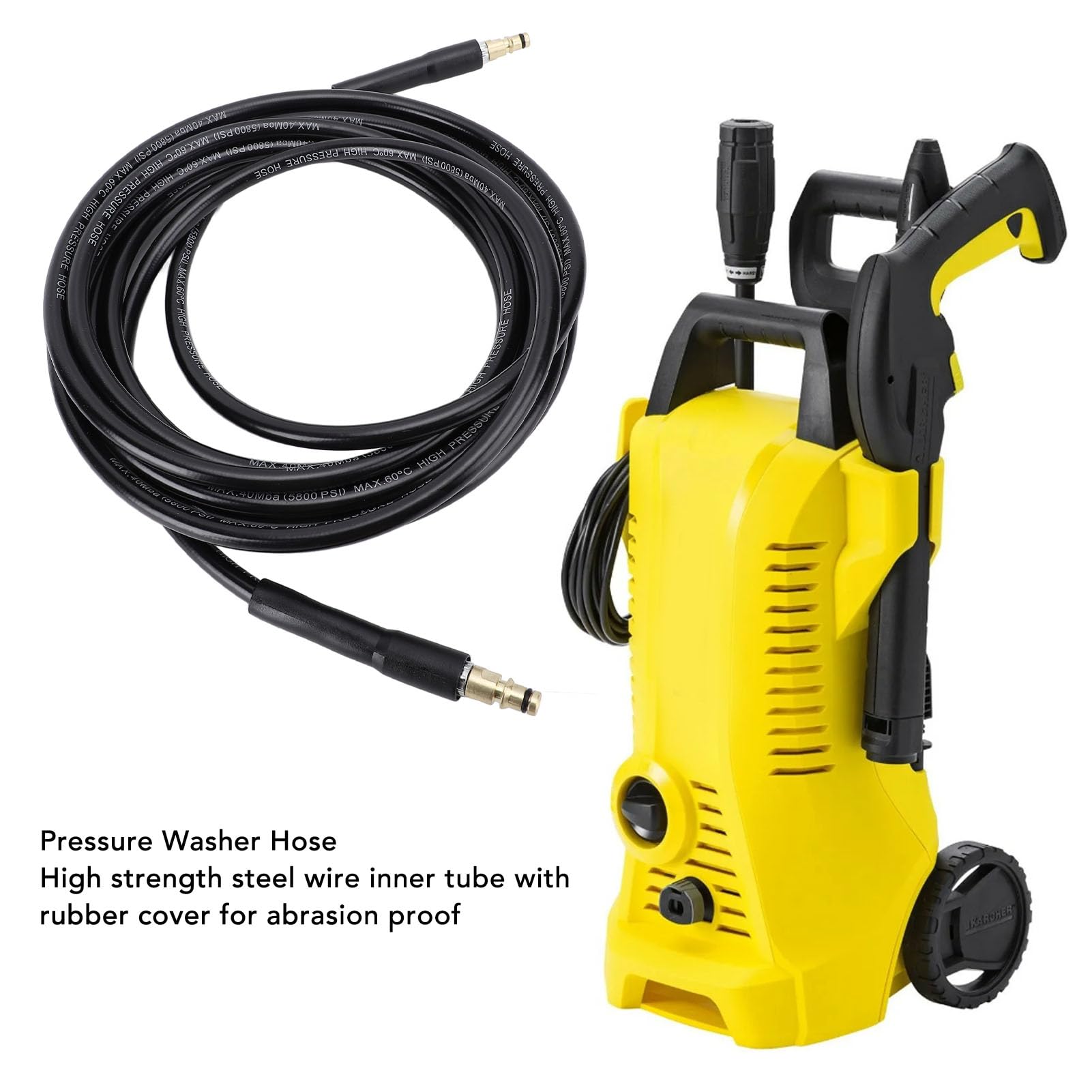 Pressure Washer Hose for Power Washer Heavy Duty Wearproof Multi Surfaces Cleaning Electric Washer Extension Hose K2 K7 Washer (6M)