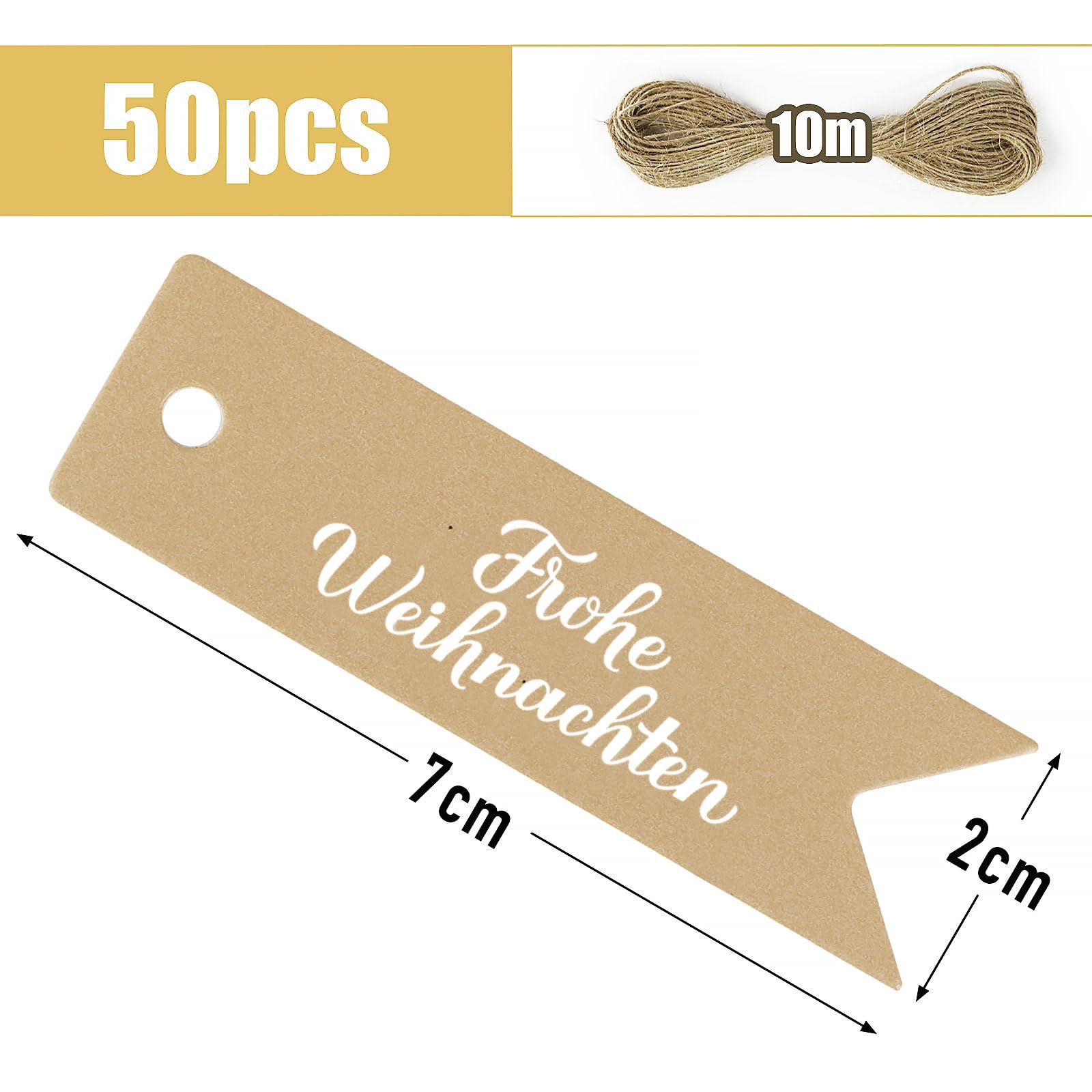 50 Etichette Regalo Natale In Carta Kraft Con Scritta Tedesca Frohe Weihnachten