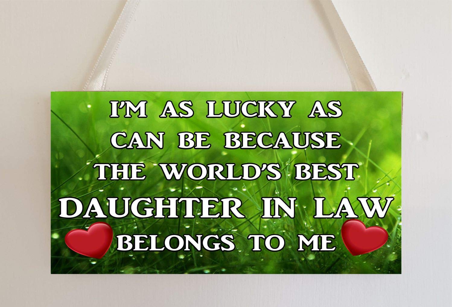Decalarama Daughter In Law Plaque – I'm As Lucky As Can Be The World's Best - Wall/Door Mdf Plaque Novelty Gift Present